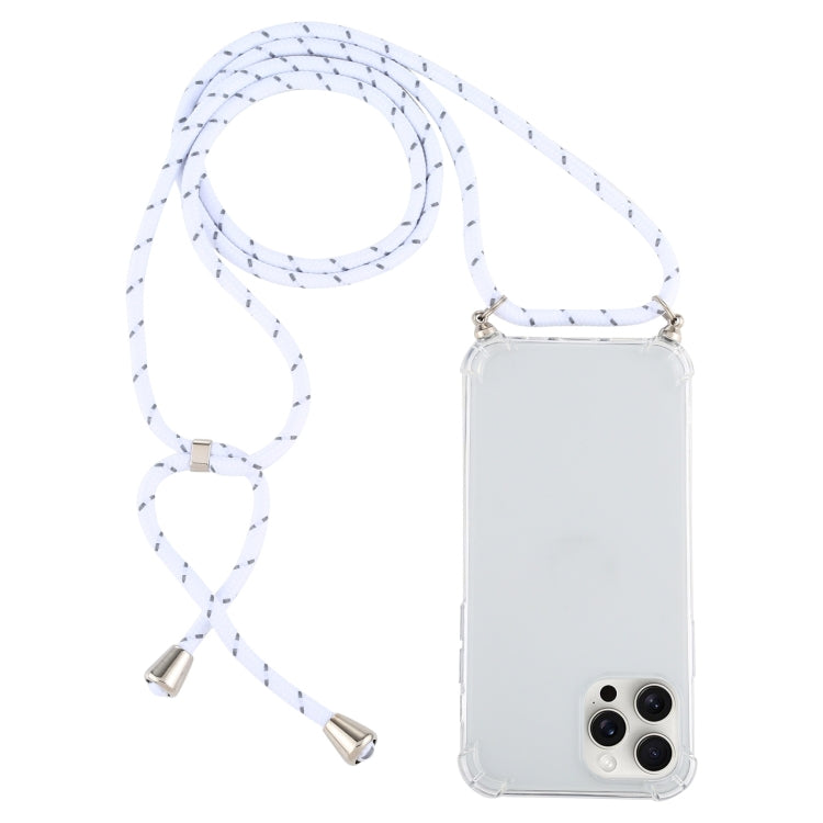 For iPhone 16 Pro Four-Corner Shockproof Transparent TPU Case with Lanyard