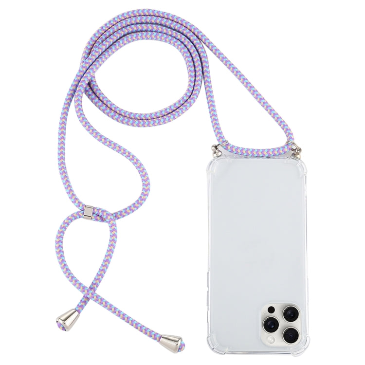 For iPhone 16 Pro Four-Corner Shockproof Transparent TPU Case with Lanyard