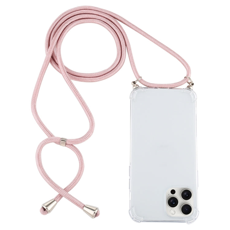 For iPhone 16 Pro Four-Corner Shockproof Transparent TPU Case with Lanyard