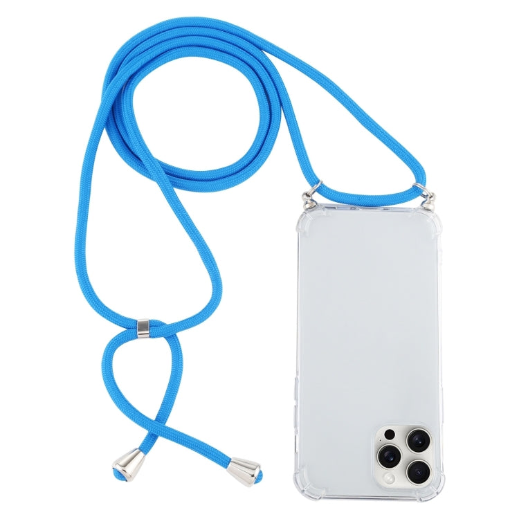 For iPhone 16 Pro Four-Corner Shockproof Transparent TPU Case with Lanyard