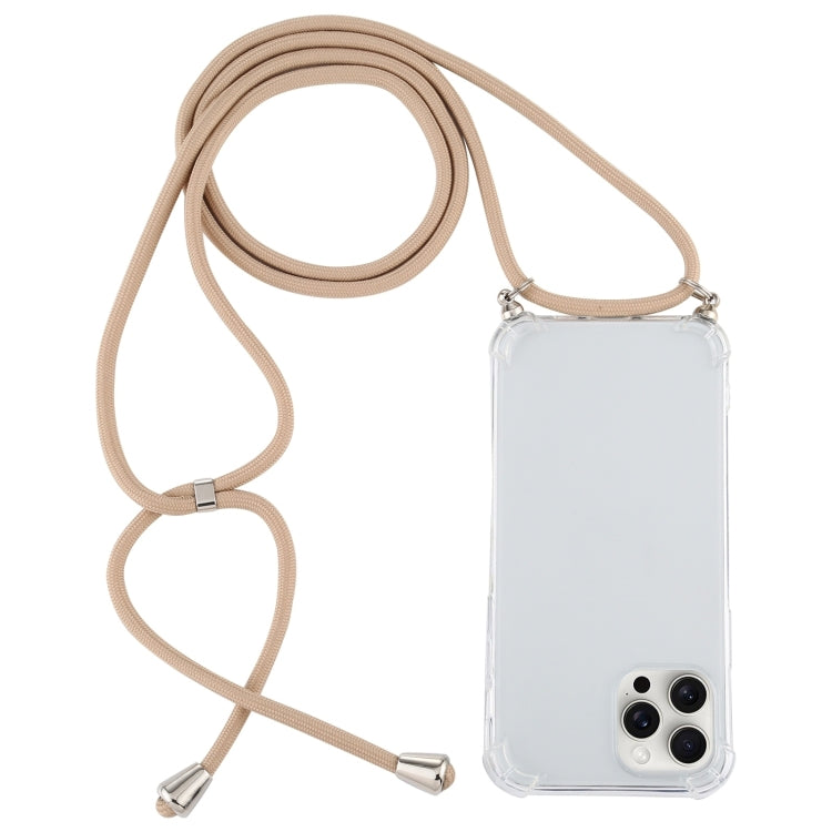 For iPhone 16 Pro Four-Corner Shockproof Transparent TPU Case with Lanyard