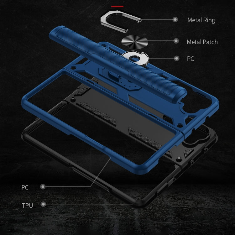 For Samsung Galaxy Z Fold5 Shockproof TPU + PC Phone Case with Protective Strap