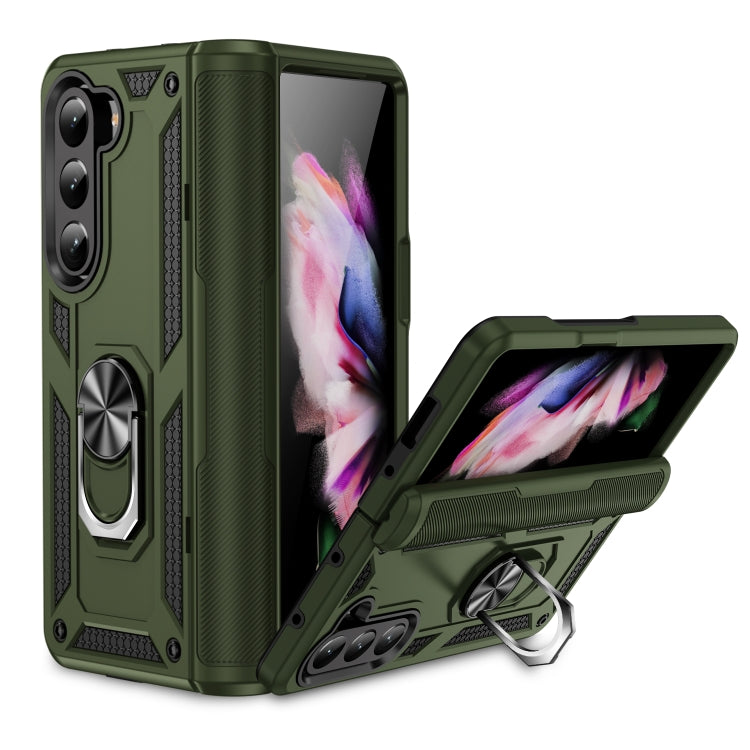 For Samsung Galaxy Z Fold5 Shockproof TPU + PC Phone Case with Protective Strap