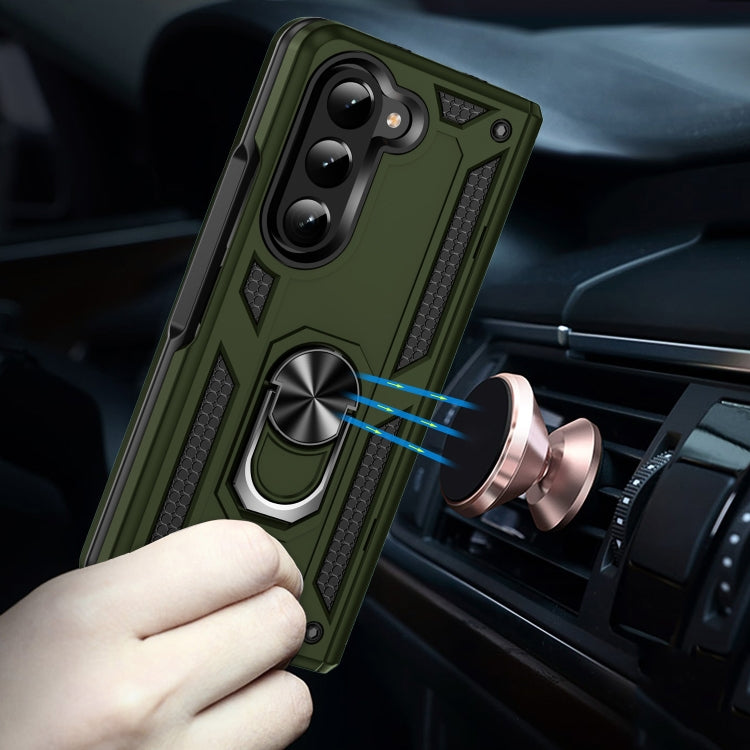 For Samsung Galaxy Z Fold5 Shockproof TPU + PC Phone Case with Protective Strap