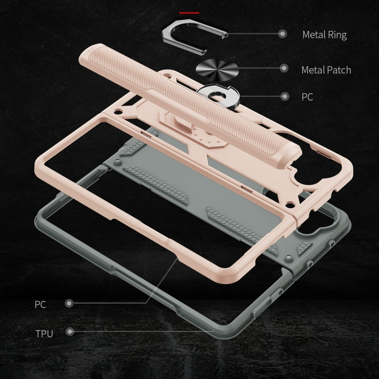 For Samsung Galaxy Z Fold5 Shockproof TPU + PC Phone Case with Protective Strap