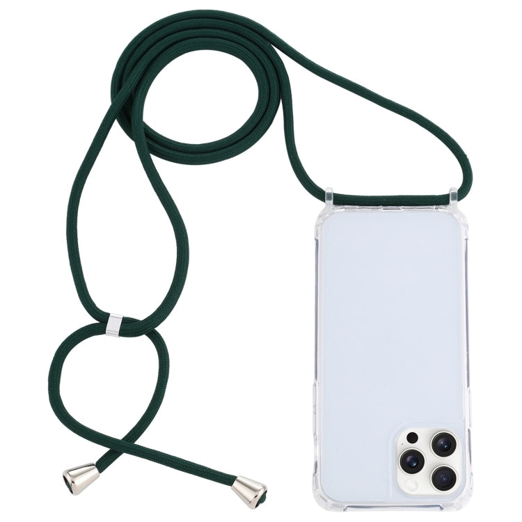 For iPhone 16 Pro Max Transparent Acrylic Airbag Shockproof Phone Protective Case with Lanyard