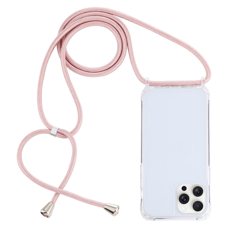 For iPhone 16 Pro Max Transparent Acrylic Airbag Shockproof Phone Protective Case with Lanyard