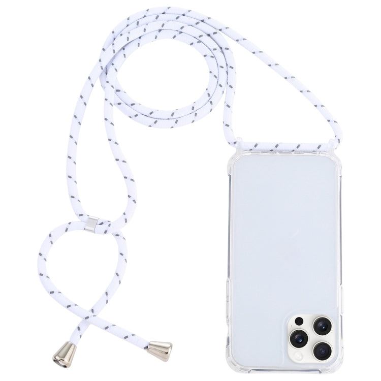 For iPhone 16 Pro Max Transparent Acrylic Airbag Shockproof Phone Protective Case with Lanyard