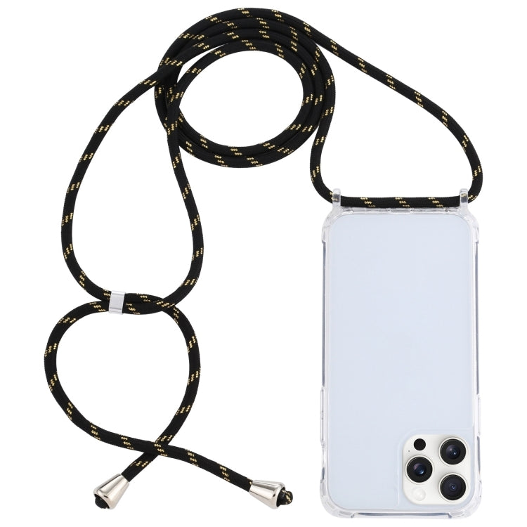 For iPhone 16 Pro Max Transparent Acrylic Airbag Shockproof Phone Protective Case with Lanyard