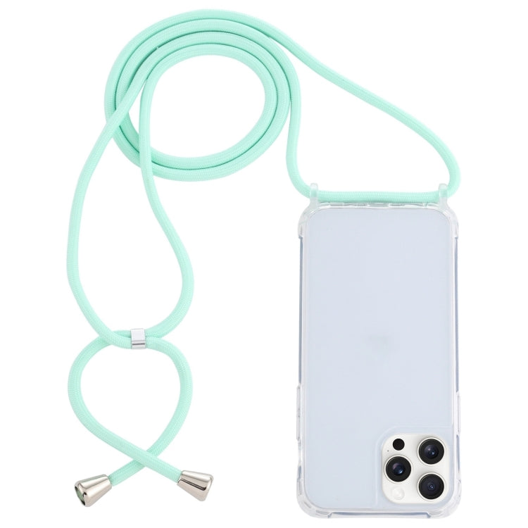 For iPhone 16 Pro Max Transparent Acrylic Airbag Shockproof Phone Protective Case with Lanyard