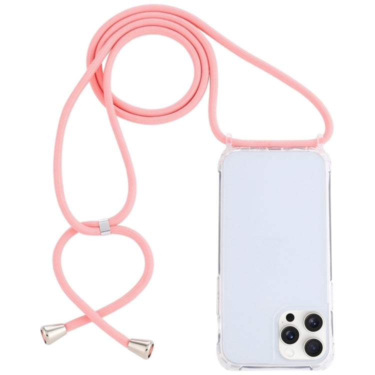 For iPhone 16 Pro Max Transparent Acrylic Airbag Shockproof Phone Protective Case with Lanyard