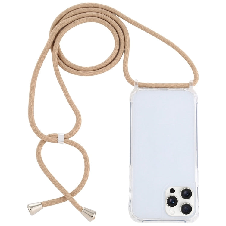 For iPhone 16 Pro Max Transparent Acrylic Airbag Shockproof Phone Protective Case with Lanyard