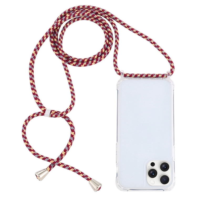 For iPhone 16 Pro Max Transparent Acrylic Airbag Shockproof Phone Protective Case with Lanyard