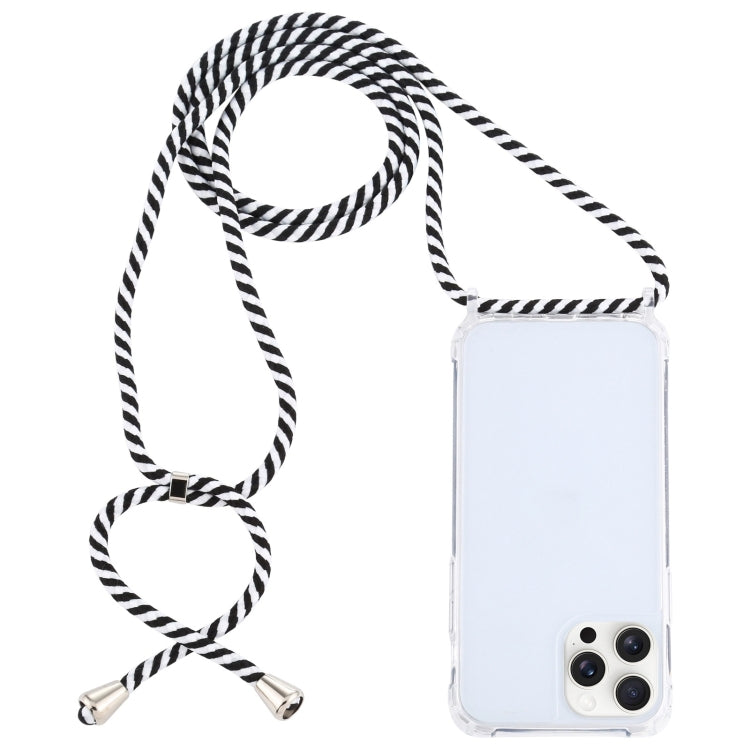 For iPhone 16 Pro Transparent Acrylic Airbag Shockproof Phone Protective Case with Lanyard