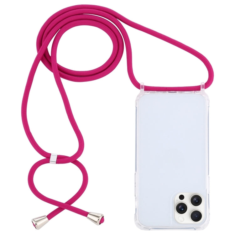 For iPhone 16 Pro Transparent Acrylic Airbag Shockproof Phone Protective Case with Lanyard