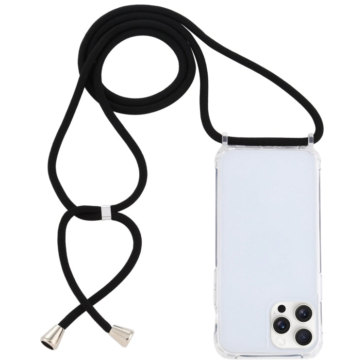 For iPhone 16 Pro Transparent Acrylic Airbag Shockproof Phone Protective Case with Lanyard