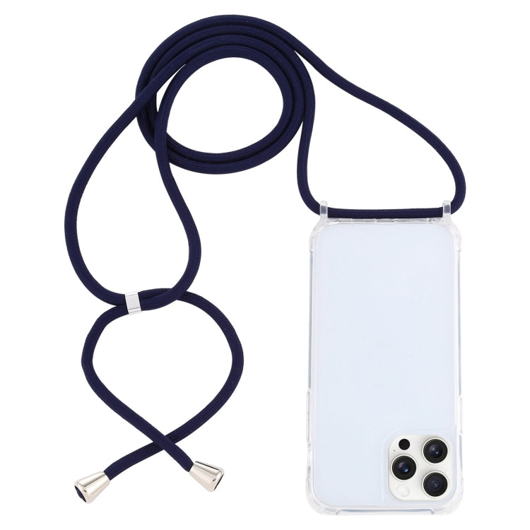 For iPhone 16 Pro Transparent Acrylic Airbag Shockproof Phone Protective Case with Lanyard