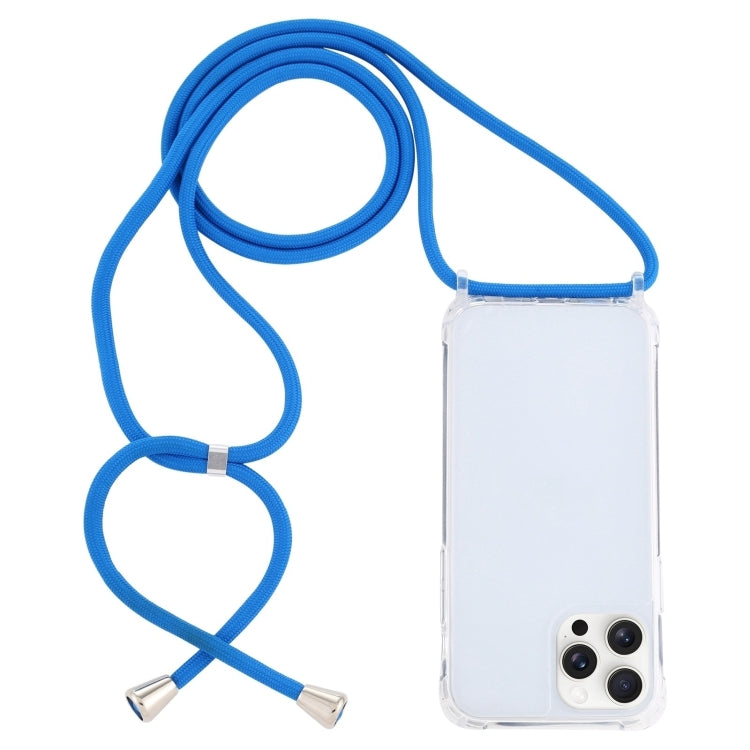 For iPhone 16 Pro Transparent Acrylic Airbag Shockproof Phone Protective Case with Lanyard