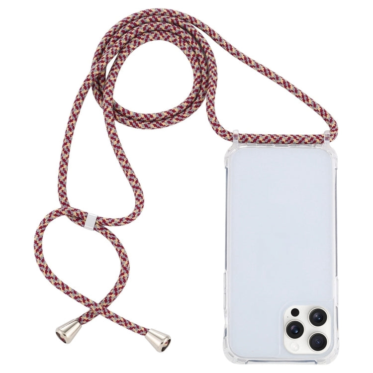 For iPhone 16 Pro Transparent Acrylic Airbag Shockproof Phone Protective Case with Lanyard
