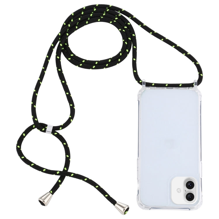 For iPhone 16 Plus Transparent Acrylic Airbag Shockproof Phone Protective Case with Lanyard