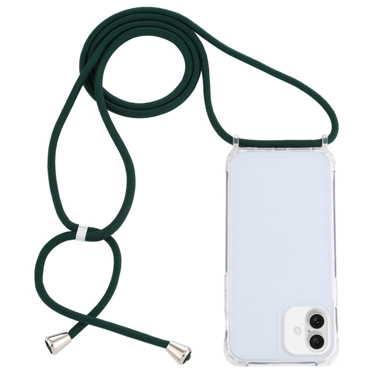 For iPhone 16 Transparent Acrylic Airbag Shockproof Phone Protective Case with Lanyard