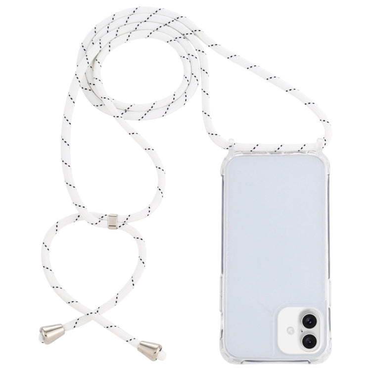 For iPhone 16 Transparent Acrylic Airbag Shockproof Phone Protective Case with Lanyard