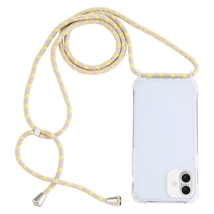 For iPhone 16 Transparent Acrylic Airbag Shockproof Phone Protective Case with Lanyard