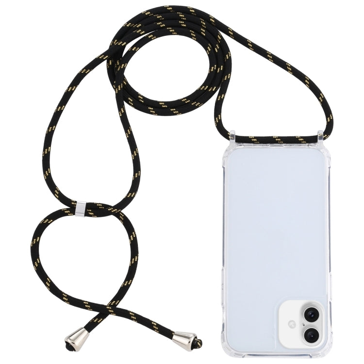 For iPhone 16 Transparent Acrylic Airbag Shockproof Phone Protective Case with Lanyard