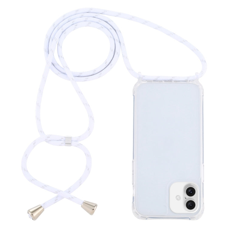 For iPhone 16 Transparent Acrylic Airbag Shockproof Phone Protective Case with Lanyard