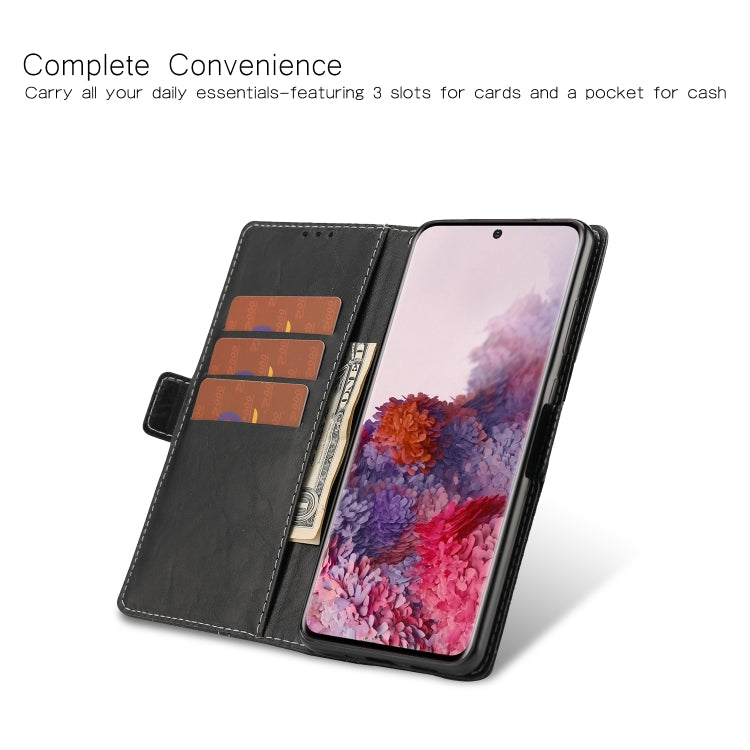 For Samsung Galaxy S20 Retro Texture Contrast Color Splicing Horizontal Flip TPU + PU Leather Case with Card Slots & Holder & Wallet