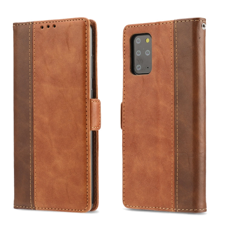 For Samsung Galaxy S20 Retro Texture Contrast Color Splicing Horizontal Flip TPU + PU Leather Case with Card Slots & Holder & Wallet