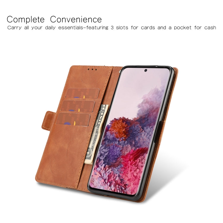 For Samsung Galaxy S20 Retro Texture Contrast Color Splicing Horizontal Flip TPU + PU Leather Case with Card Slots & Holder & Wallet