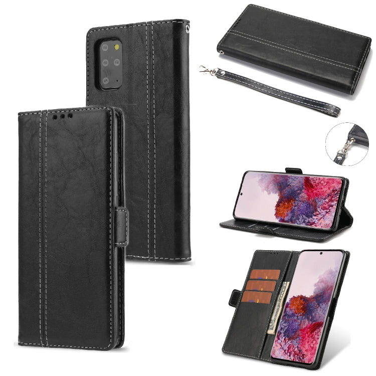 For Samsung Galaxy S20+ Retro Texture Contrast Color Splicing Horizontal Flip TPU + PU Leather Case with Card Slots & Holder & Wallet