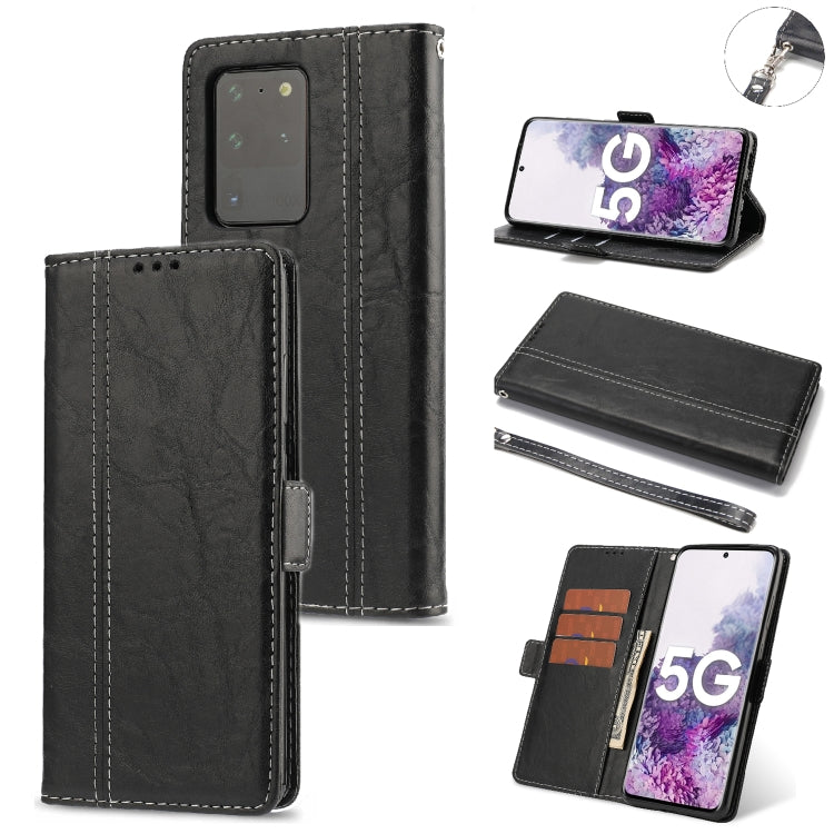 For Samsung Galaxy S20 Ultra Retro Texture Contrast Color Splicing Horizontal Flip TPU + PU Leather Case with Card Slots & Holder & Wallet