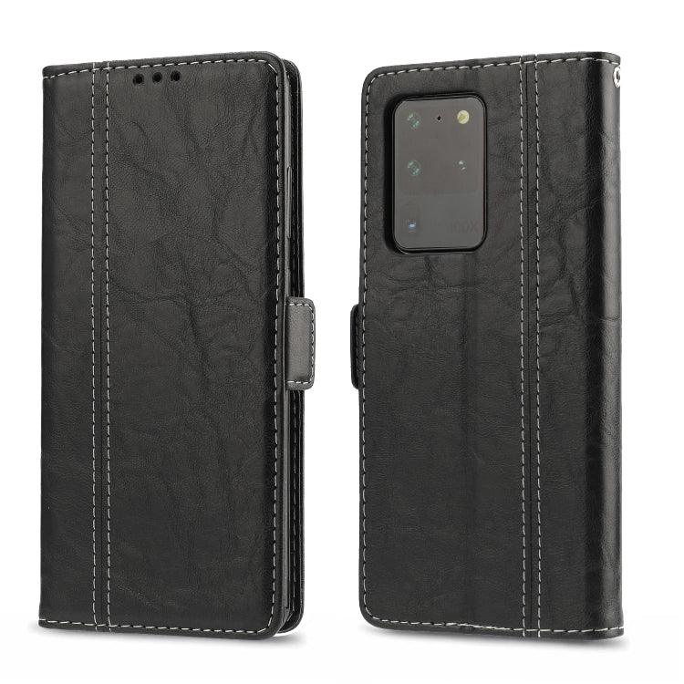 For Samsung Galaxy S20 Ultra Retro Texture Contrast Color Splicing Horizontal Flip TPU + PU Leather Case with Card Slots & Holder & Wallet