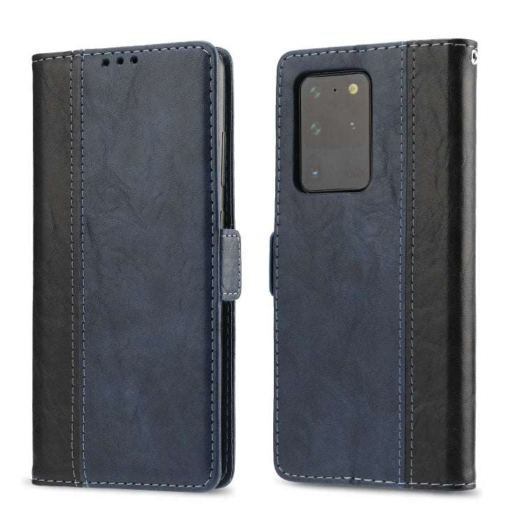 For Samsung Galaxy S20 Ultra Retro Texture Contrast Color Splicing Horizontal Flip TPU + PU Leather Case with Card Slots & Holder & Wallet
