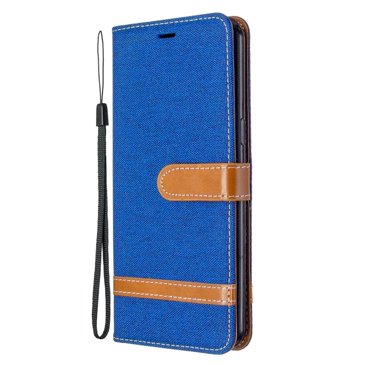 For LG K51 Color Matching Denim Texture Horizontal Flip Leather Case with Holder & Card Slots & Wallet & Lanyard