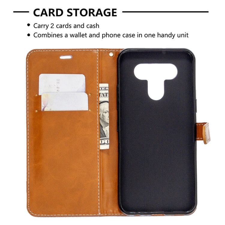 For LG K51 Color Matching Denim Texture Horizontal Flip Leather Case with Holder & Card Slots & Wallet & Lanyard