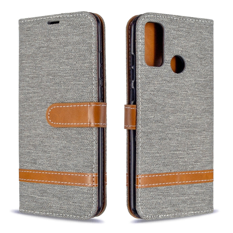For Huawei P Smart (2020) Color Matching Denim Texture Horizontal Flip Leather Case with Holder & Card Slots & Wallet & Lanyard