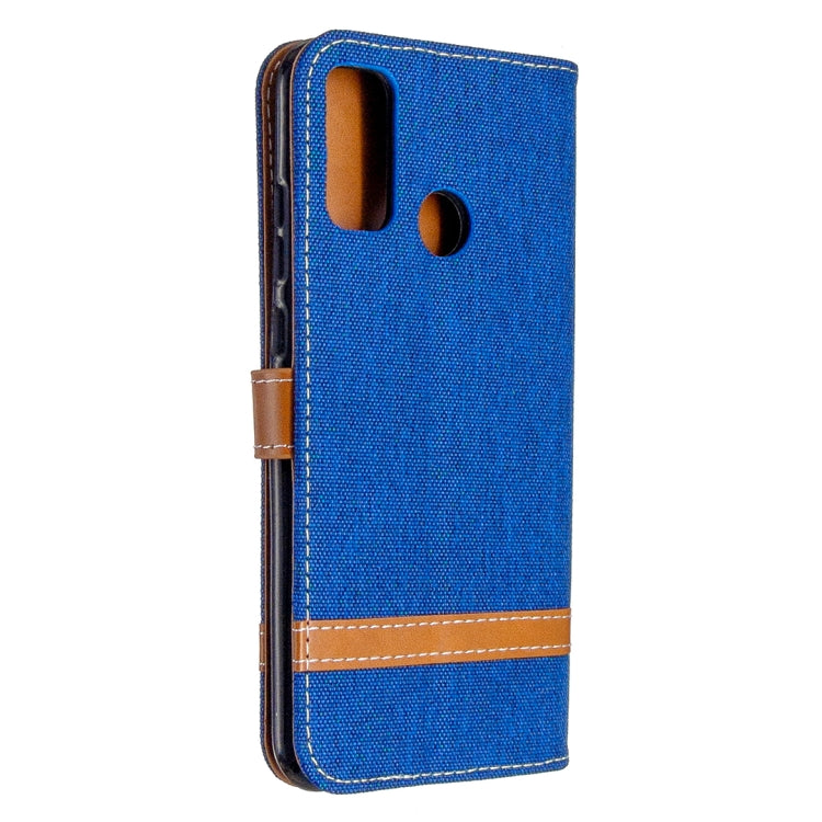 For Huawei P Smart (2020) Color Matching Denim Texture Horizontal Flip Leather Case with Holder & Card Slots & Wallet & Lanyard