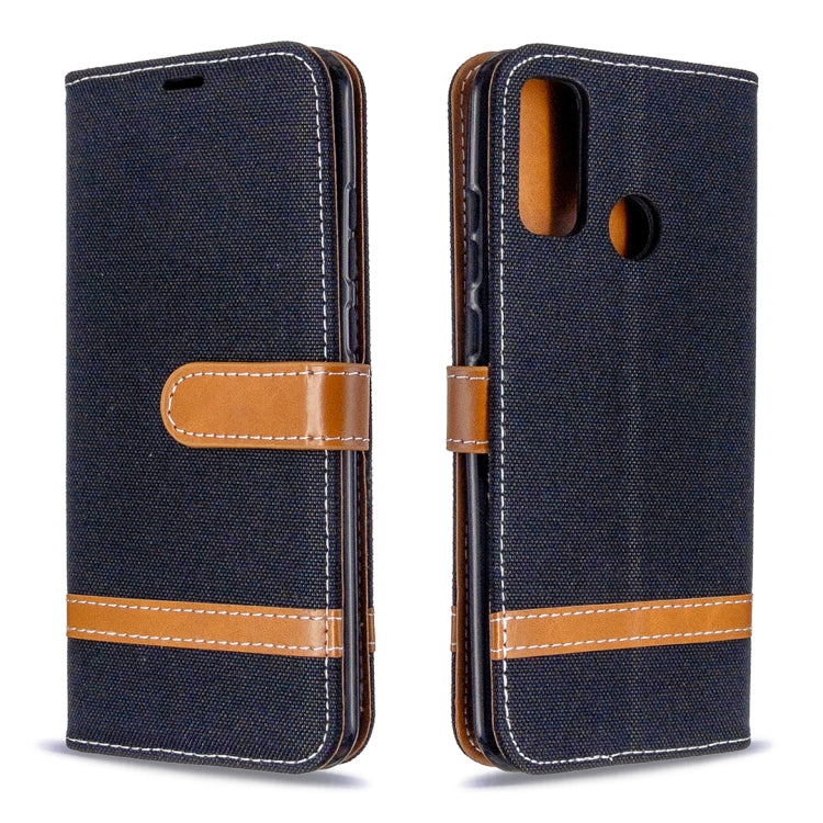 For Huawei P Smart (2020) Color Matching Denim Texture Horizontal Flip Leather Case with Holder & Card Slots & Wallet & Lanyard