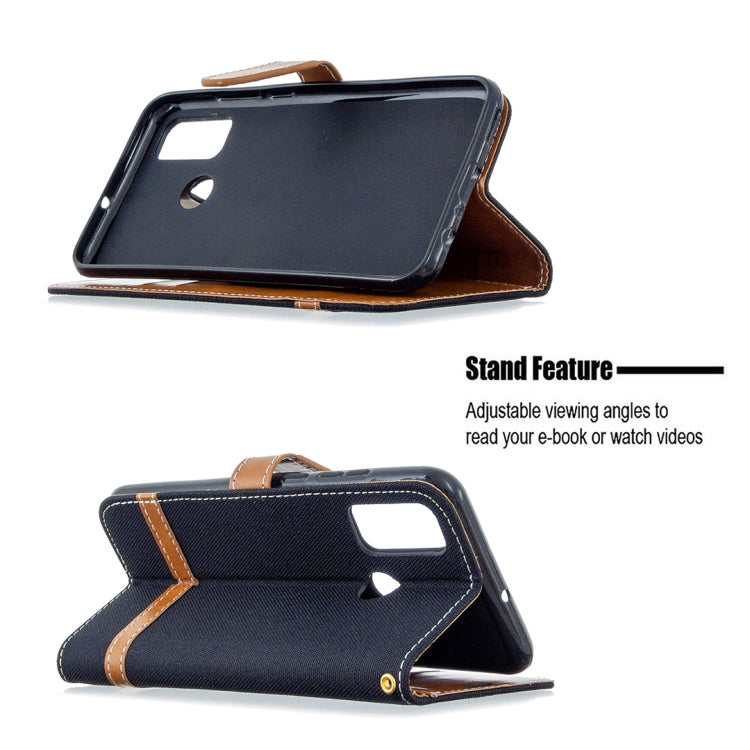 For Huawei P Smart (2020) Color Matching Denim Texture Horizontal Flip Leather Case with Holder & Card Slots & Wallet & Lanyard