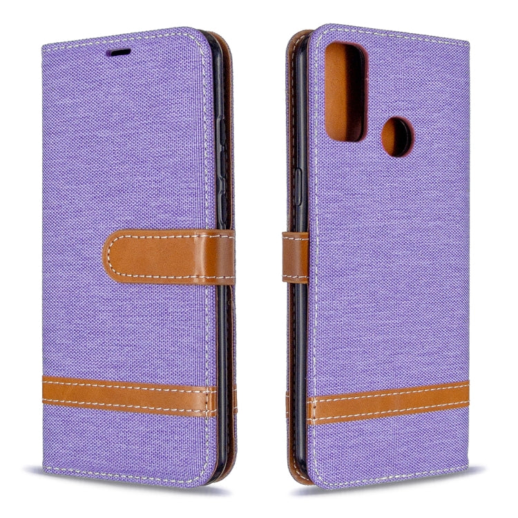 For Huawei P Smart (2020) Color Matching Denim Texture Horizontal Flip Leather Case with Holder & Card Slots & Wallet & Lanyard