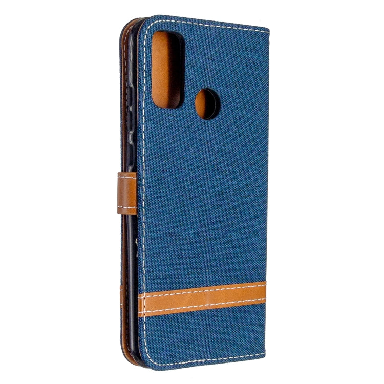 For Huawei P Smart (2020) Color Matching Denim Texture Horizontal Flip Leather Case with Holder & Card Slots & Wallet & Lanyard