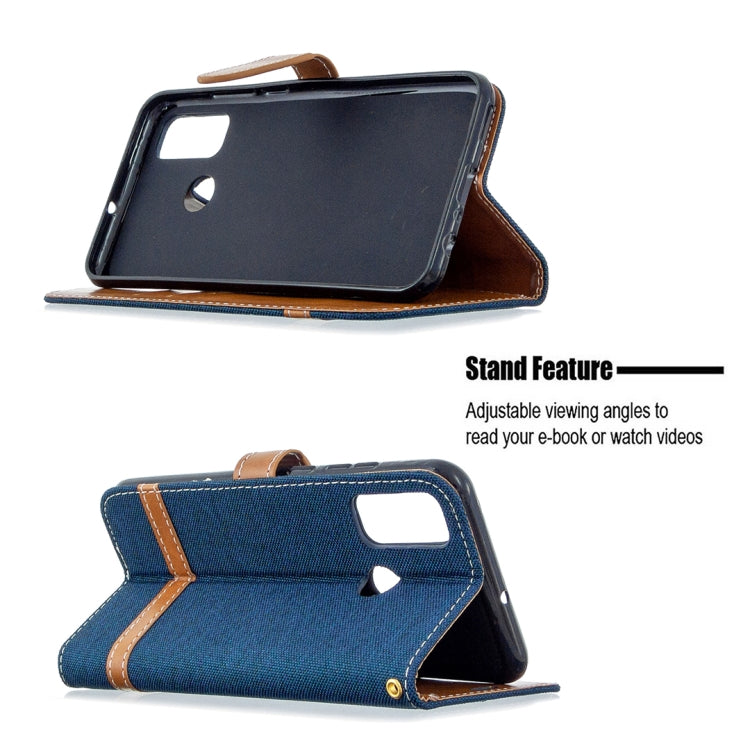 For Huawei P Smart (2020) Color Matching Denim Texture Horizontal Flip Leather Case with Holder & Card Slots & Wallet & Lanyard