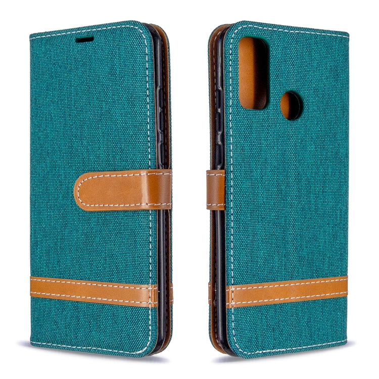 For Huawei P Smart (2020) Color Matching Denim Texture Horizontal Flip Leather Case with Holder & Card Slots & Wallet & Lanyard