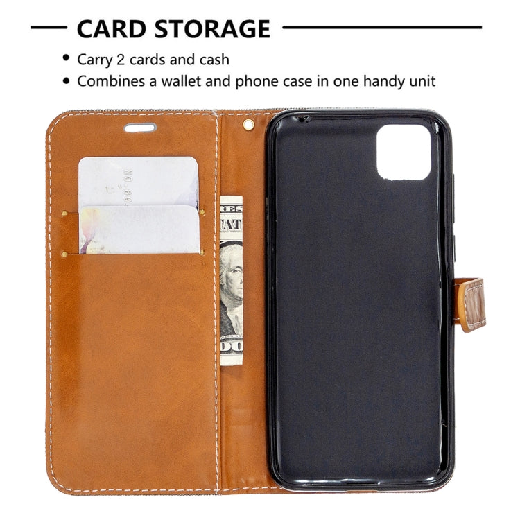 For Huawei Y5P / Honor 9S Color Matching Denim Texture Horizontal Flip Leather Case with Holder & Card Slots & Wallet & Lanyard