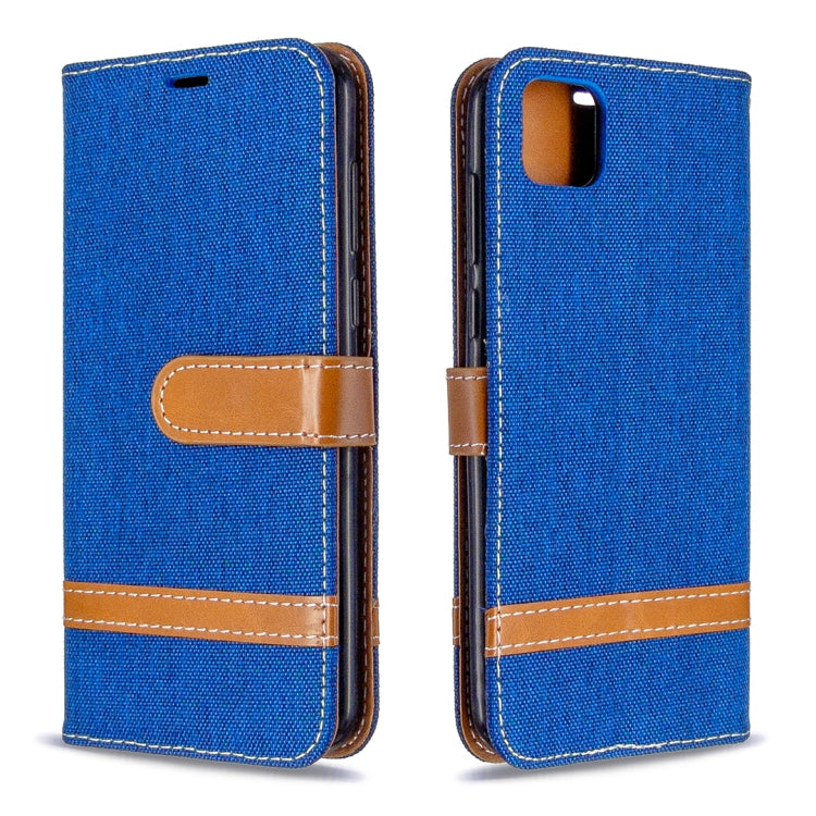 For Huawei Y5P / Honor 9S Color Matching Denim Texture Horizontal Flip Leather Case with Holder & Card Slots & Wallet & Lanyard