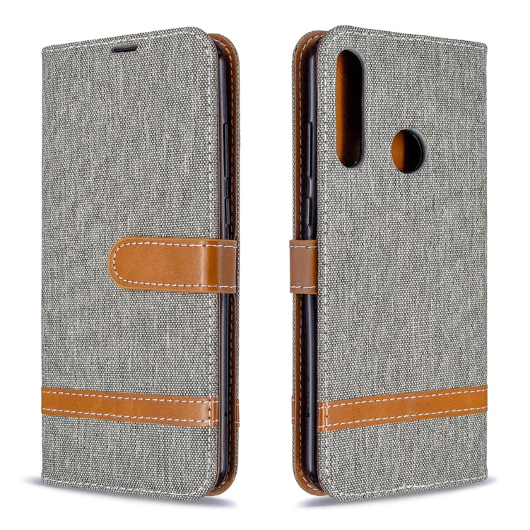 For Huawei Y6P Color Matching Denim Texture Horizontal Flip Leather Case with Holder & Card Slots & Wallet & Lanyard