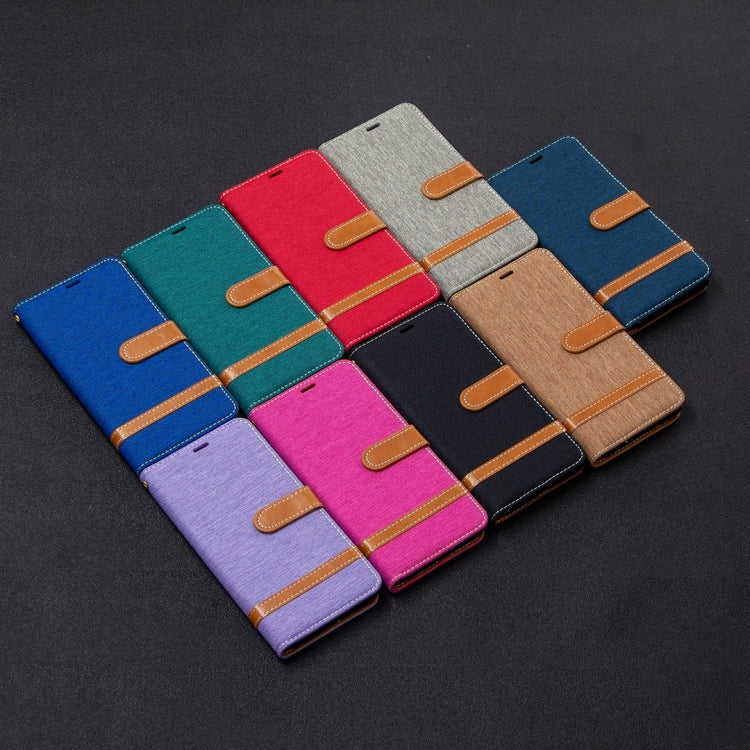 For Huawei Y6P Color Matching Denim Texture Horizontal Flip Leather Case with Holder & Card Slots & Wallet & Lanyard